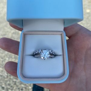 Diamond Moissanite Engagement Ring Wedding Set
